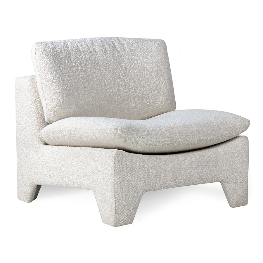 HKliving USA MZM4898 Retro lounge fauteuil chair off white bouclé