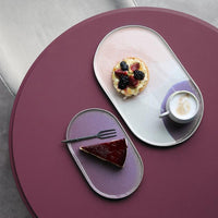 oval shaped dinner plate in pastel colors