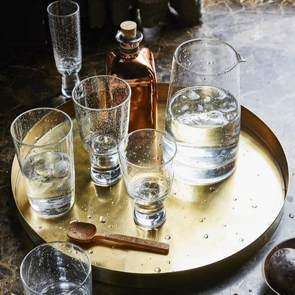 retro style glasses with sugar sppon made of teak wood