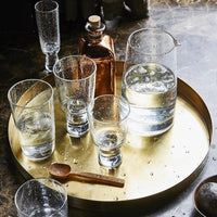 retro style glasses with sugar sppon made of teak wood